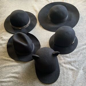5 Black Hats - Like New, Only $15 for All!